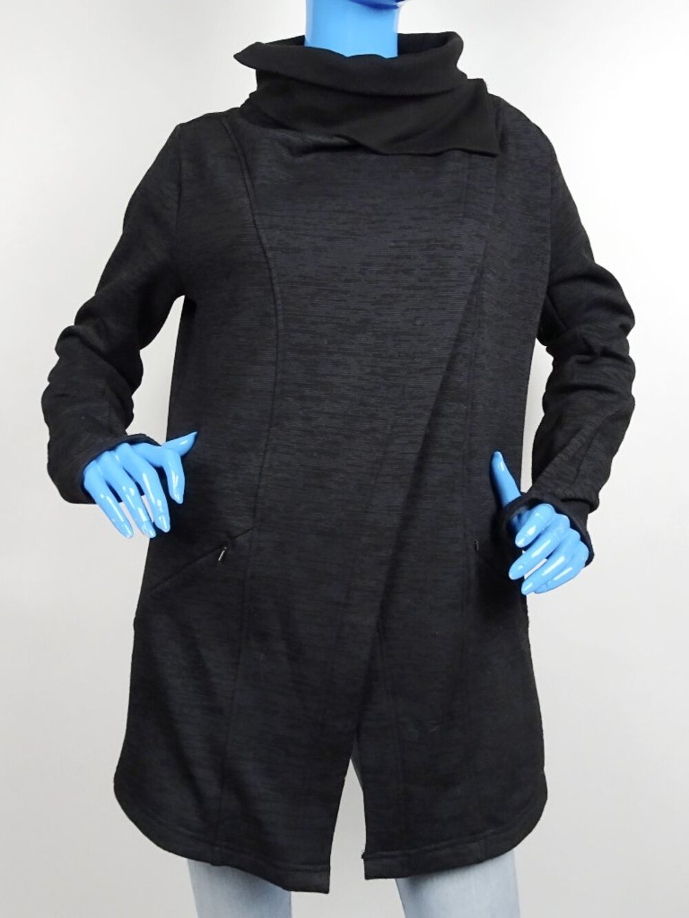 Zella Shooting Star Drape Collar Jacket Coat Fuzzy Inner M 8 10 Charcoal Active